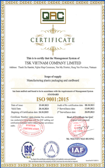 Chứng nhận ISO 9001:2015