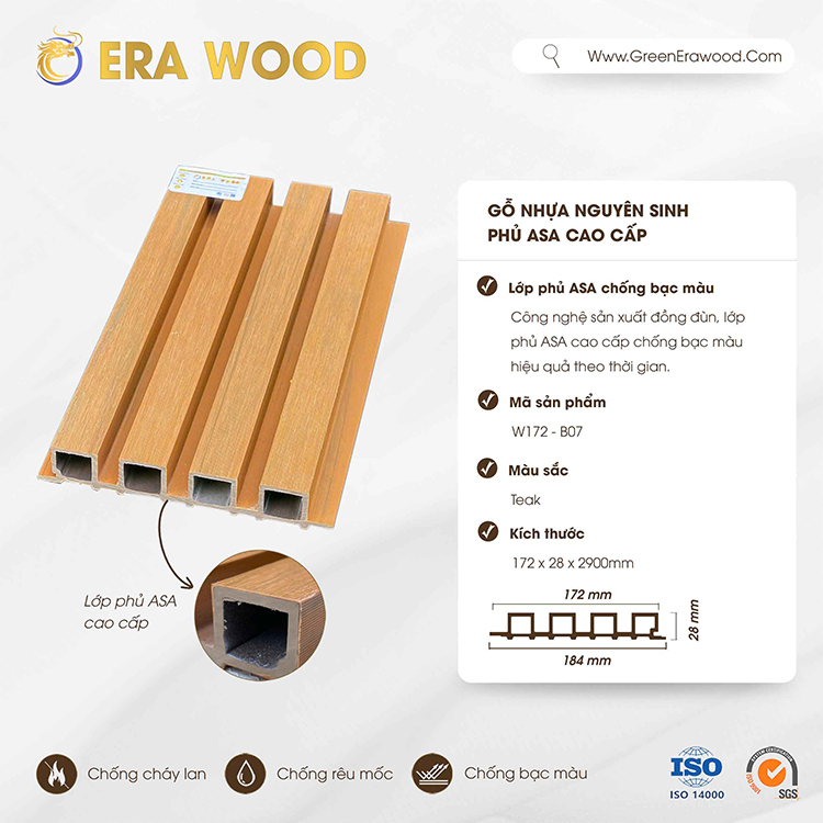 Gỗ nhựa Composite ngoài trời phủ Asa