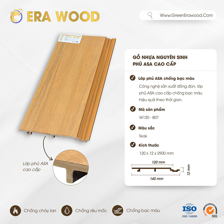 Gỗ nhựa Composite ngoài trời phủ Asa