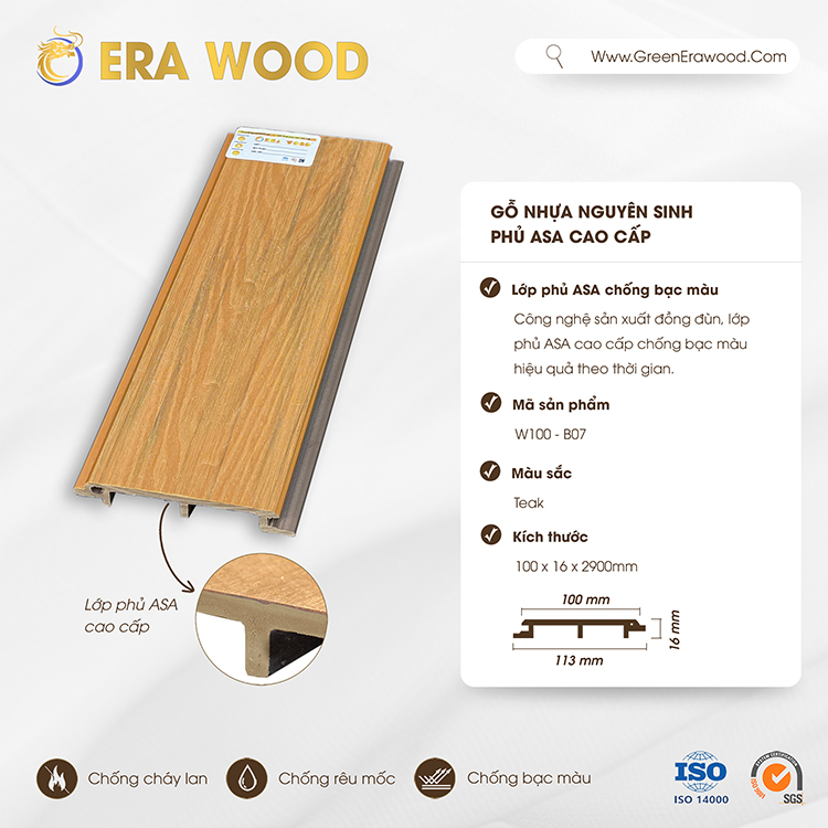 Gỗ nhựa Composite ngoài trời phủ Asa