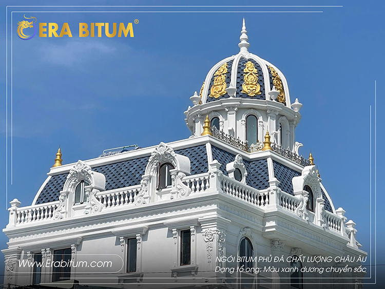 Hoàn thiện ngói Bitum màu xanh dương