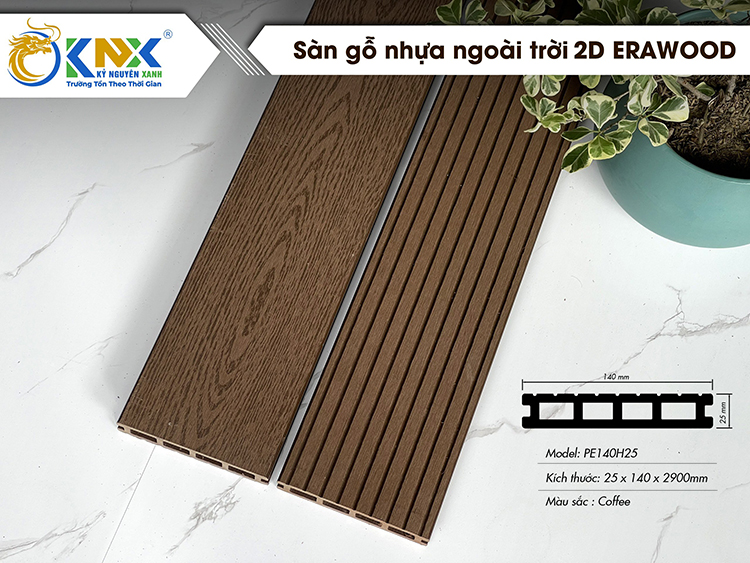 Sàn gỗ ngoài trời 2D màu cafe