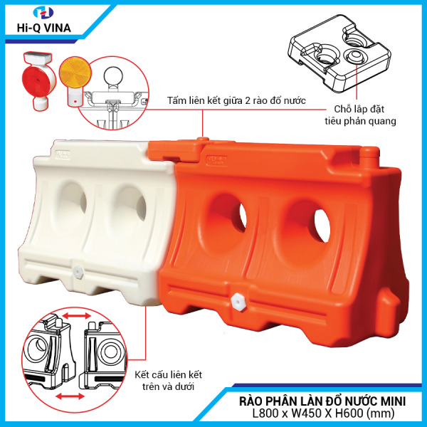 Rào phân làn đổ nước mini - Thiết Bị An Toàn Giao Thông Safety Vina - Công Ty TNHH ATK Safety Vina