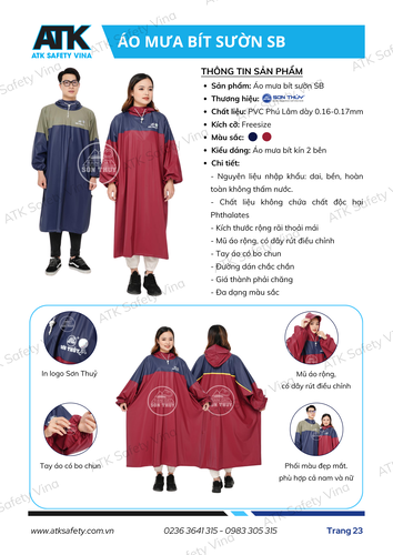áo mưa bít sườn Sơn Thủy
