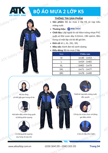 Bộ áo mưa 2 lớp Sơn Thủy