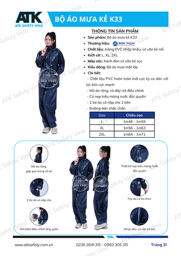 Bộ áo mưa kẻ Sơn Thủy