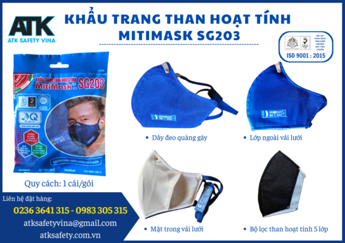 Khẩu trang than hoạt tính MitiMask SG203