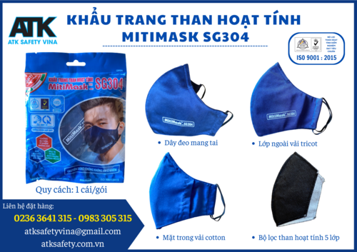 Khẩu trang than hoạt tính MitiMask SG304