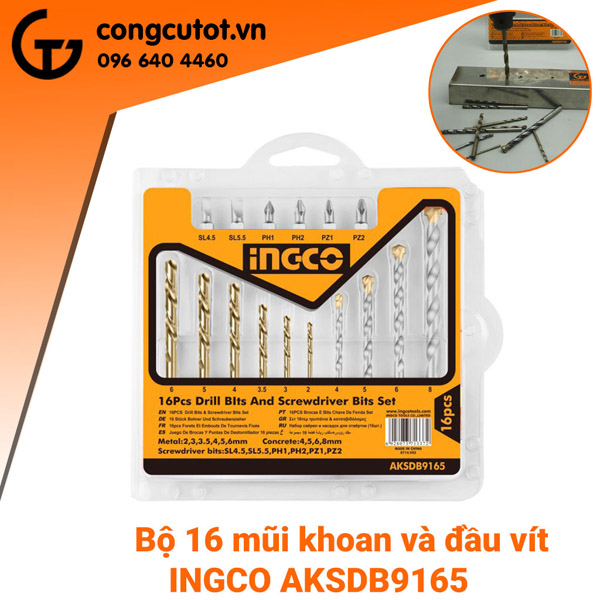 Bộ 16 mũi khoan & đầu bắt vít Ingco AKSDB9165 - Dụng Cụ Cầm Tay Công Cụ Tốt - Công Ty Cổ Phần Công Cụ Tốt