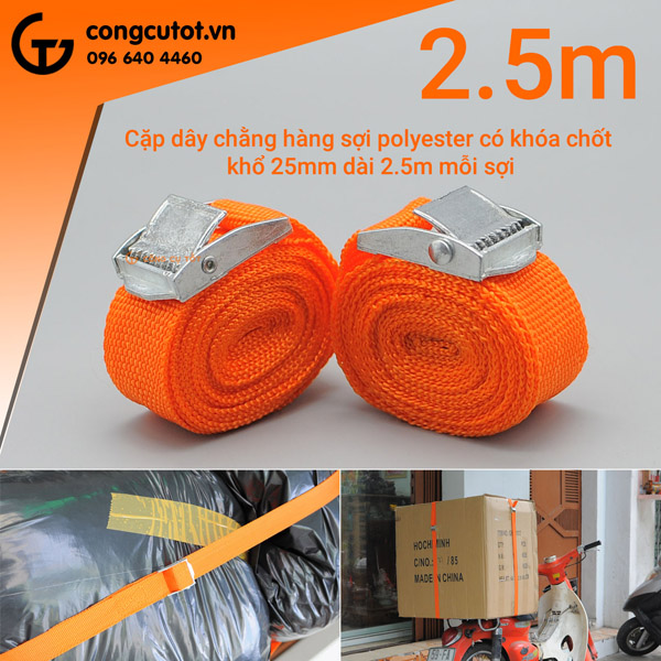 Dây chằng hàng polyester có khóa chốt 2.5m - Dụng Cụ Cầm Tay Công Cụ Tốt - Công Ty Cổ Phần Công Cụ Tốt