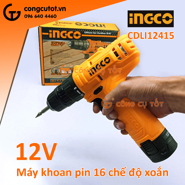 Máy khoan pin 16 chế độ Ingco CDLI12415 kèm sạc - Dụng Cụ Cầm Tay Công Cụ Tốt - Công Ty Cổ Phần Công Cụ Tốt