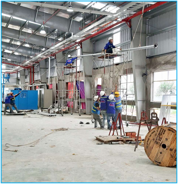 Thi công hệ ống, đường điện trong nhà xưởng