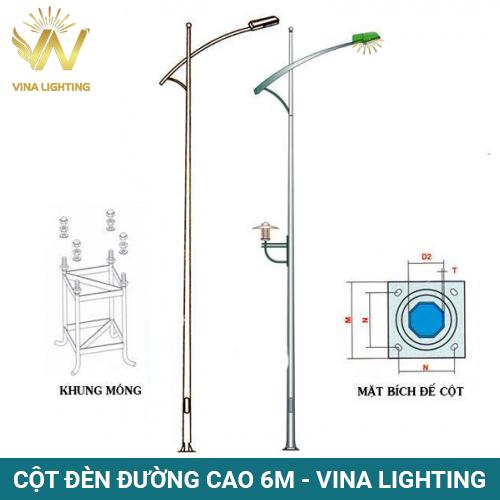 Cột đèn đường cao 6m - Thiết Bị Chiếu Sáng Vina Lighting - Công Ty TNHH Thiết Bị Điện Và Chiếu Sáng Đô Thị Vina Lighting