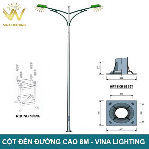 Cột đèn đường cao 8m - Thiết Bị Chiếu Sáng Vina Lighting - Công Ty TNHH Thiết Bị Điện Và Chiếu Sáng Đô Thị Vina Lighting