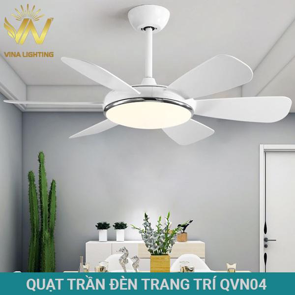 Quạt trần đèn trang trí QVN04 cánh trắng