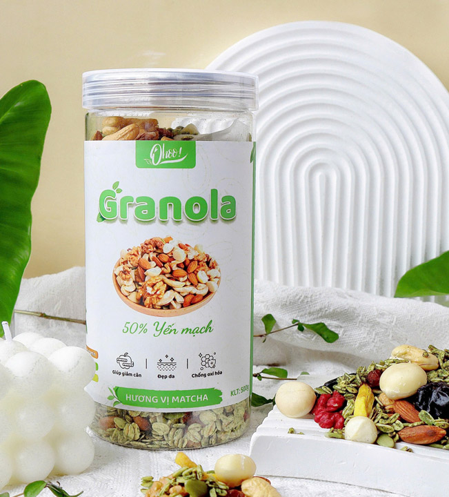 Granola 50% Yến Mạch Vị Matcha 500g