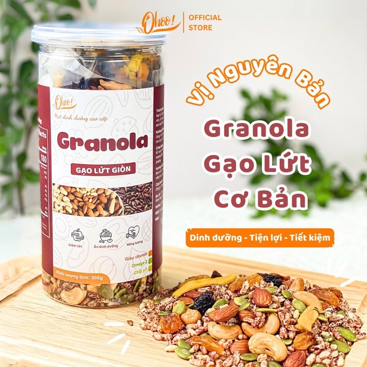 Granola Gạo Lứt Cơ Bản Vị Nguyên Bản 500g