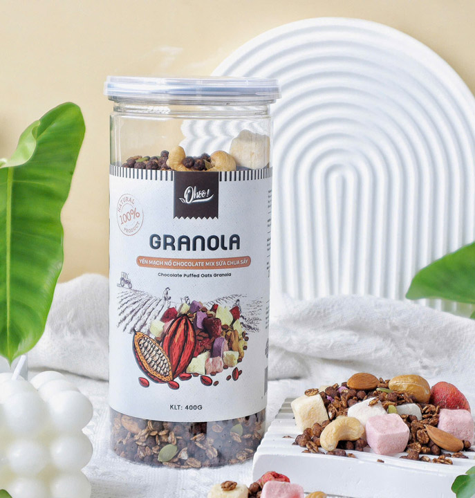 Granola Yến Mạch Nổ Chocolate Hũ 400g