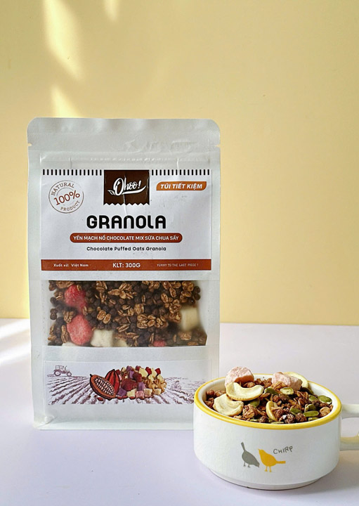 Granola Yến Mạch Nổ Chocolate Túi Zip 300g