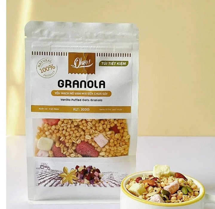Granola Yến Mạch Nổ Vani Túi Zip 300g