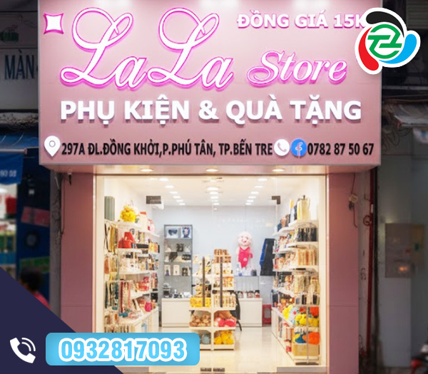 Bảng hiệu chữ nổi phát sáng trên nền Alu