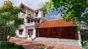 Thiết kế nhà gỗ 3 gian gỗ đỏ tại Vĩnh Phúc - Nhà Gỗ Vĩnh Thành - Công Ty TNHH Kiến Trúc Vĩnh Thành