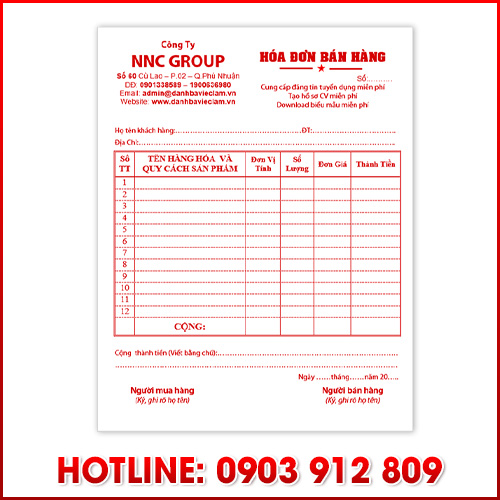 In hóa đơn bán lẻ
