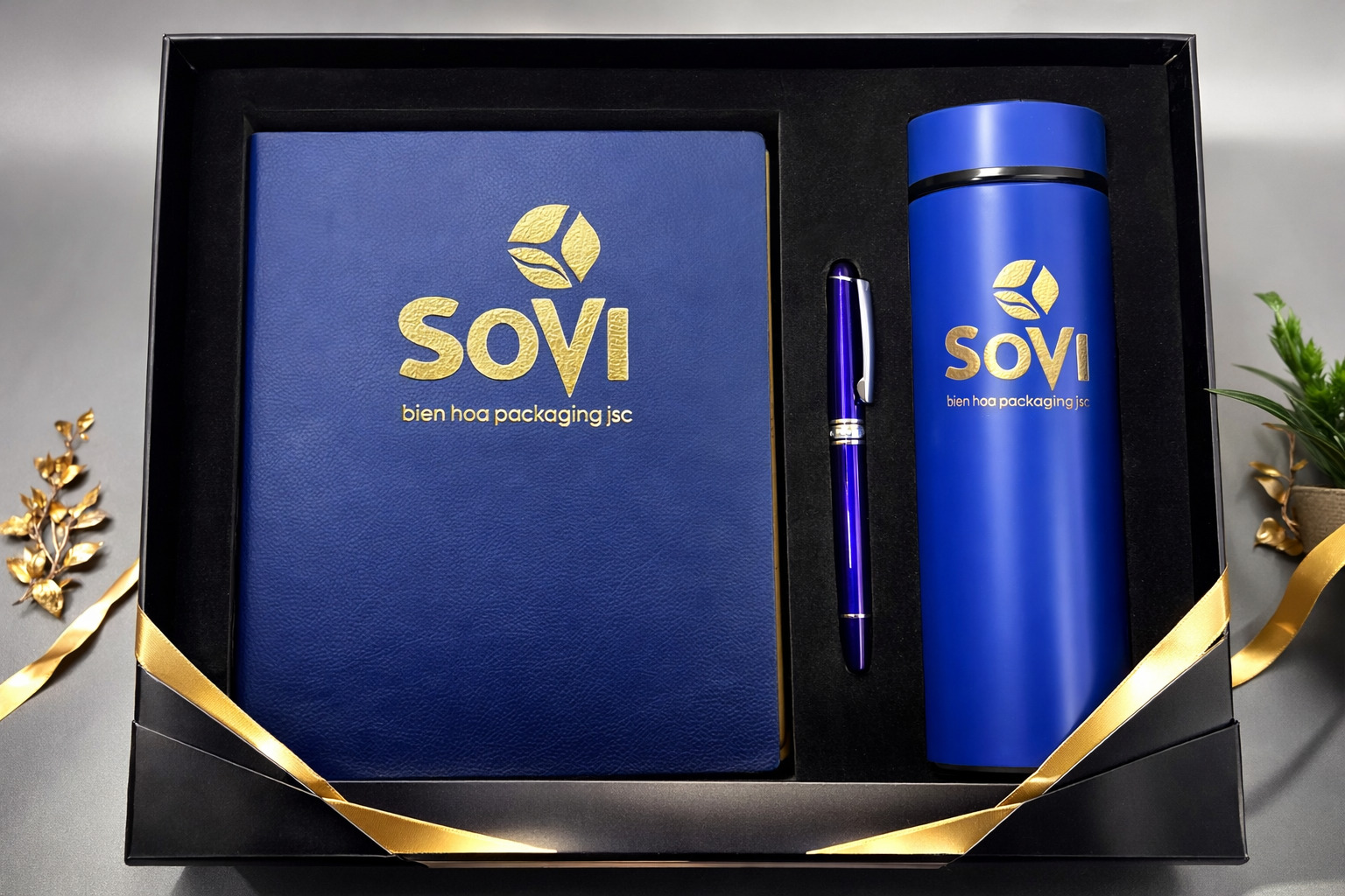 Bộ Giftset: Sổ da, bút ký (Xanh Navy)