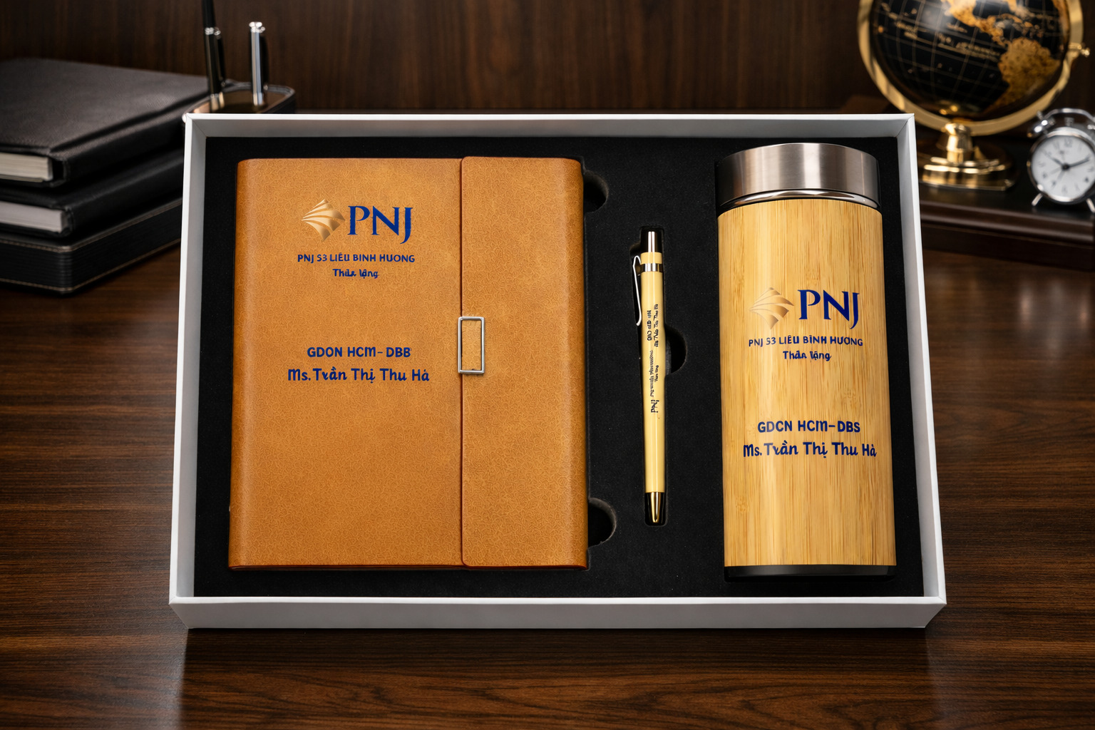 Giftset bình giữ nhiệt, sổ da, bút ký