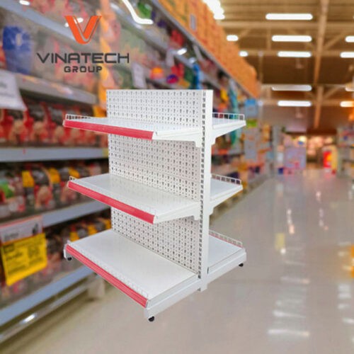 Kệ siêu thị đôi tôn lỗ 3 tầng - Thiết Bị An Ninh Pentech - Công Ty TNHH Dịch Vụ Công Nghệ Pentech