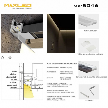 Led thanh nhôm trần MX-45046 - Led MaxLed - Công Ty TNHH Giải Pháp Chiếu Sáng GB Việt Nam