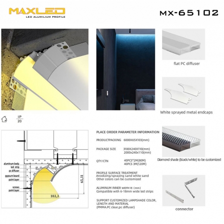 Led thanh nhôm trần vách MX-65102 - Led MaxLed - Công Ty TNHH Giải Pháp Chiếu Sáng GB Việt Nam