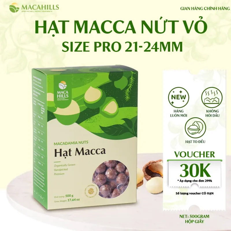 Hạt Macca Nứt Vỏ Size Pro 500gr