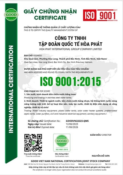  - Bồn Nước Hòa Phát - Công Ty TNHH Tập Đoàn Quốc Tế Hòa Phát