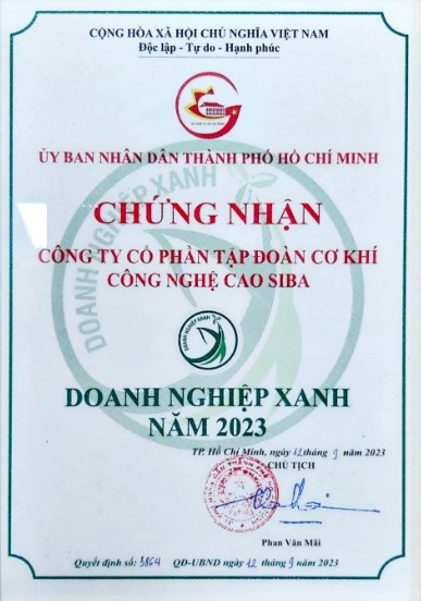 Doanh nghiệp xanh 2023 - Tủ Bảng Điện SIBA - Công Ty Cổ Phần Tập Đoàn Cơ Khí Công Nghệ Cao SIBA