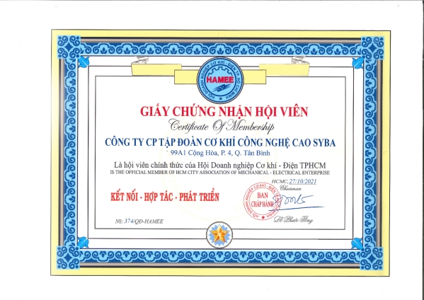 Hội viên hội doanh nghiệp cơ khí, điện TP.HCM - Tủ Sắt Văn Phòng SIBA - Công Ty Cổ Phần Tập Đoàn Cơ Khí Công Nghệ Cao SIBA