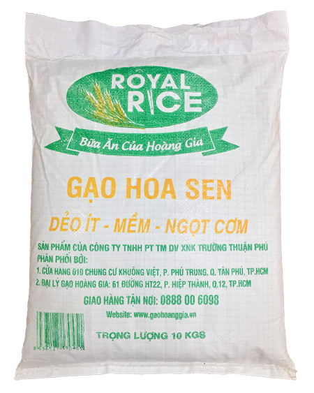 Gạo hoa sen 10kg - Gạo Hoàng Gia - Công Ty TNHH Sản Xuất XNK Lương Thực Trường Thuận Phú