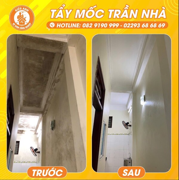 Tẩy mốc trần - Công Ty TNHH Phát Triển Dịch Vụ Kiều Anh