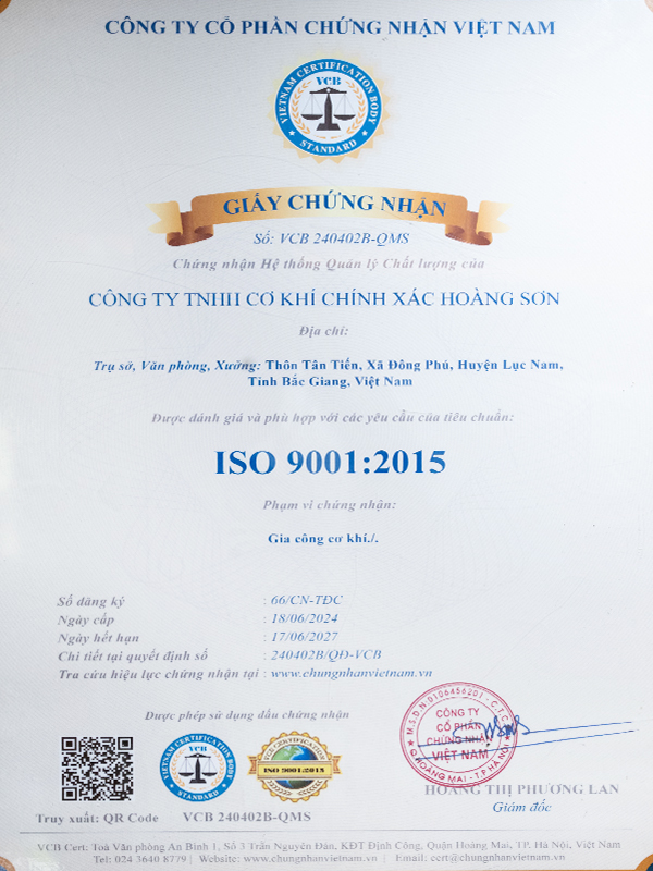 Chứng nhận ISO 9001 - 2015