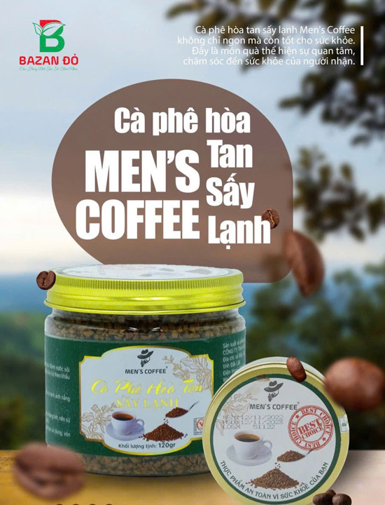 Cà Phê hòa tan sấy lạnh Men`s Coffee - Cà Phê Men`s Coffee - Công Ty TNHH Sản Xuất Thương Mại Và Dịch Vụ Bazan Đỏ
