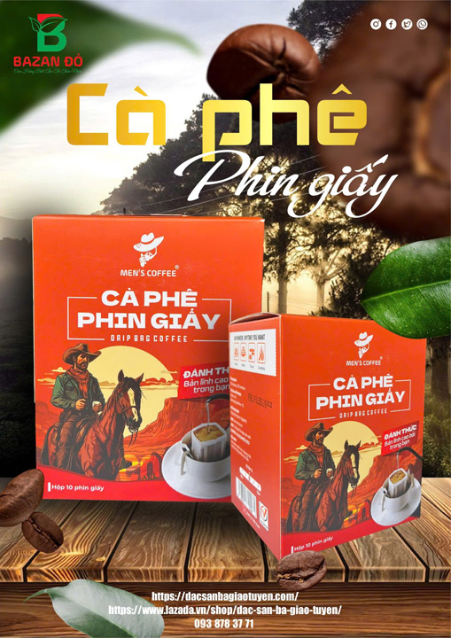 Cà phê phin giấy Mens` Coffee hộp 10 phin giấy - Cà Phê Men`s Coffee - Công Ty TNHH Sản Xuất Thương Mại Và Dịch Vụ Bazan Đỏ