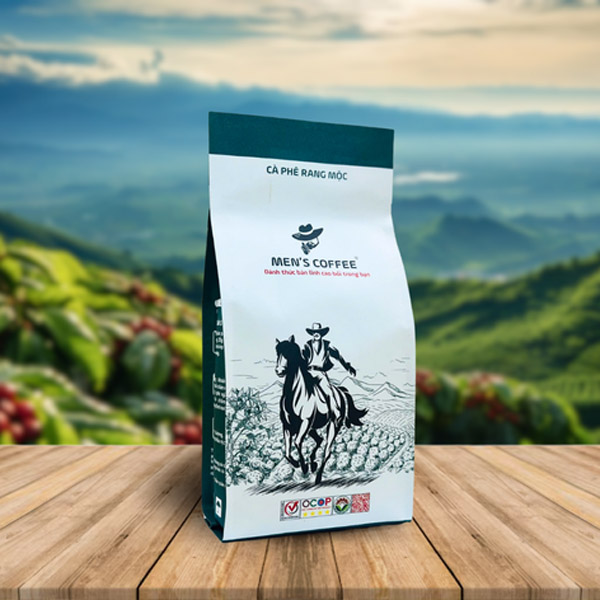 Cà phê rang mộc Men`s Coffee gói 500g - Cà Phê Men`s Coffee - Công Ty TNHH Sản Xuất Thương Mại Và Dịch Vụ Bazan Đỏ