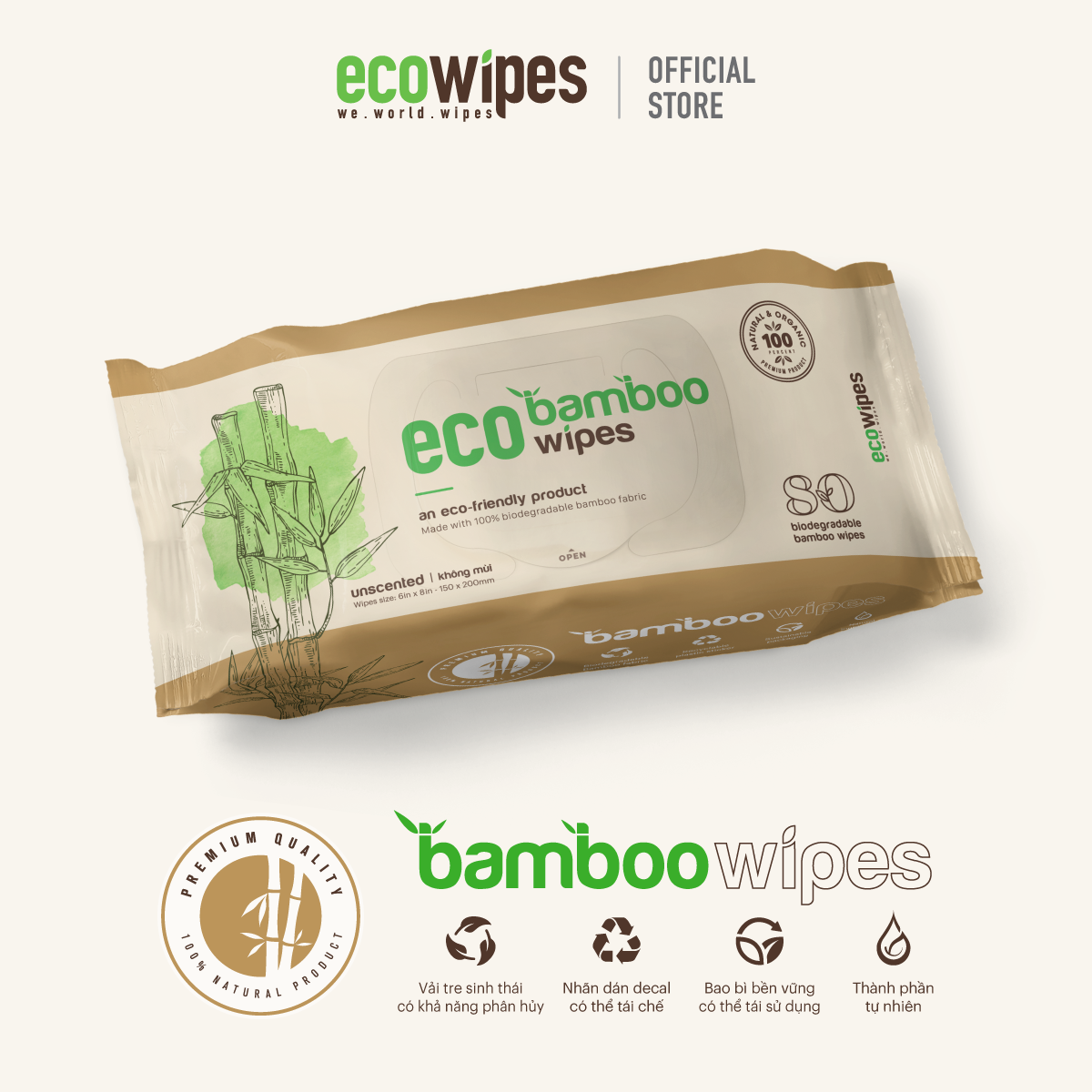 Khăn ướt Bamboo 80 tờ - Khăn Ướt ECO WIPES - Công Ty Cổ Phần ECO WIPES Việt Nam
