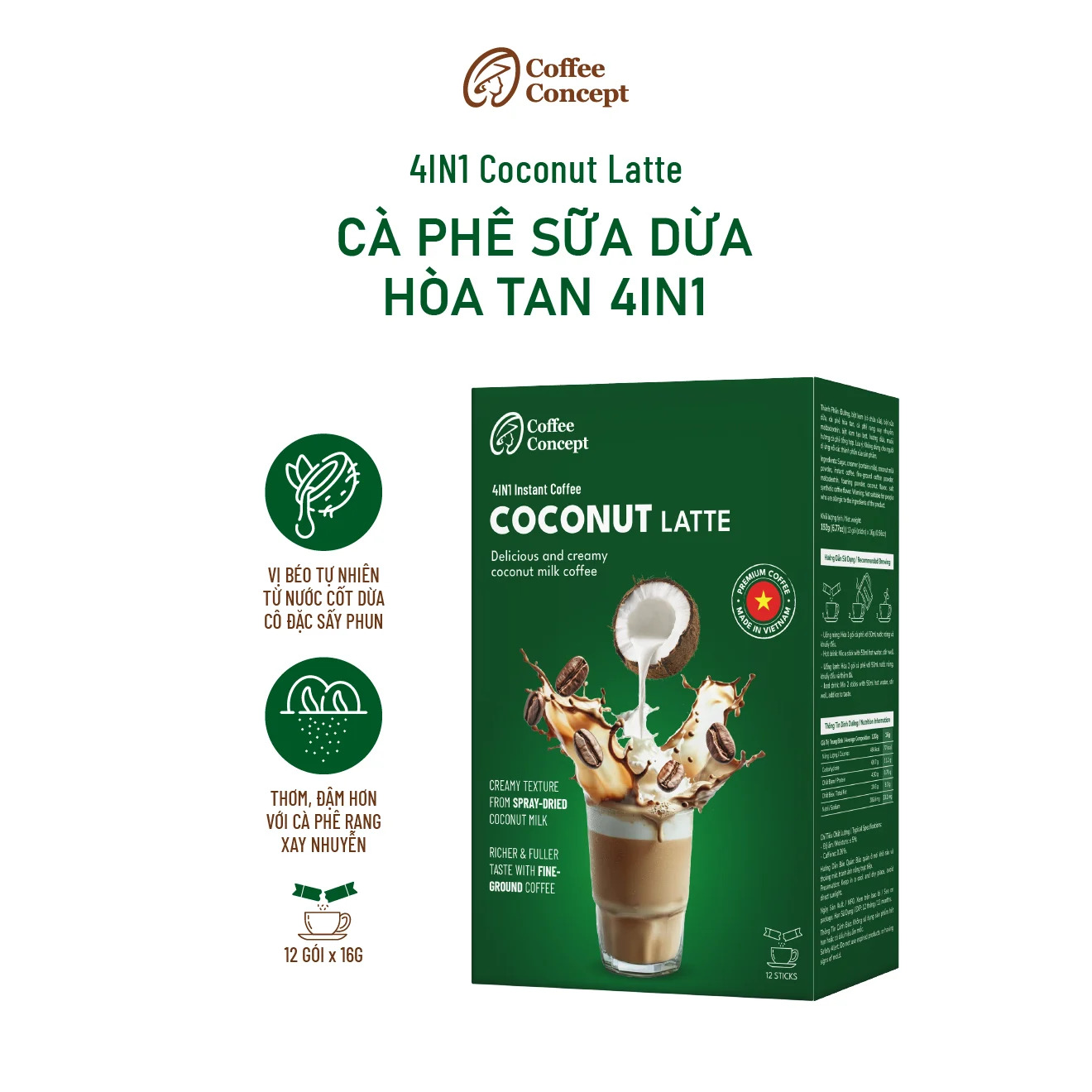 Cà phê sữa dừa hòa tan 4in1