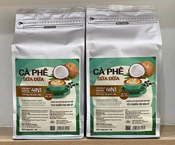 Cà phê sữa dừa 4in1 2 túi 2kg