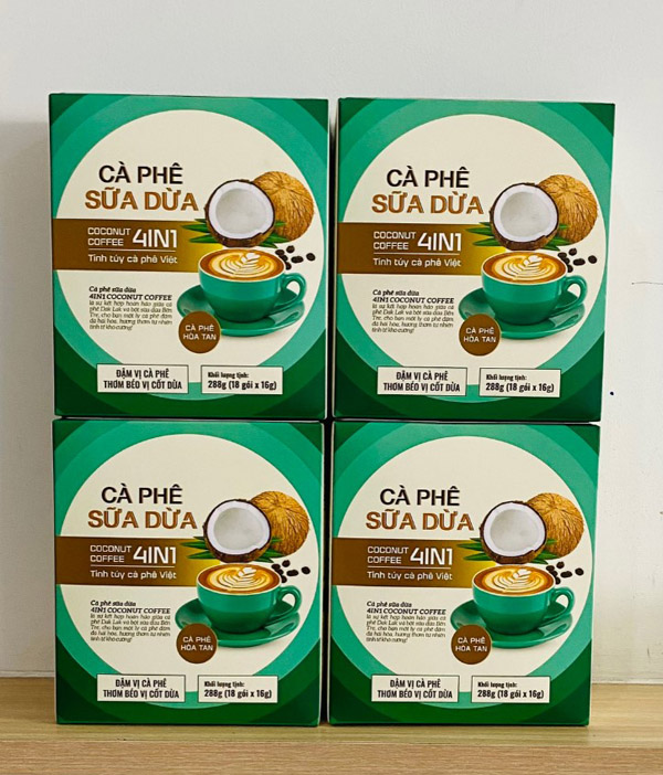 Cà phê sữa dừa 4in1 4 hộp 72 gói 288g