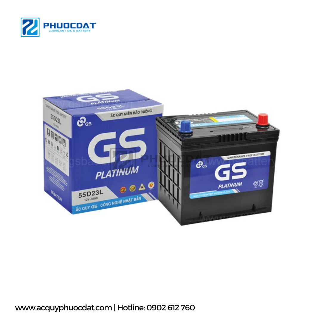 Ắc quy GS MF 55D23L 12V 60AH - ắc Quy Phước Đạt - Công Ty TNHH Dịch Vụ Thương Mại ắc Quy Phước Đạt