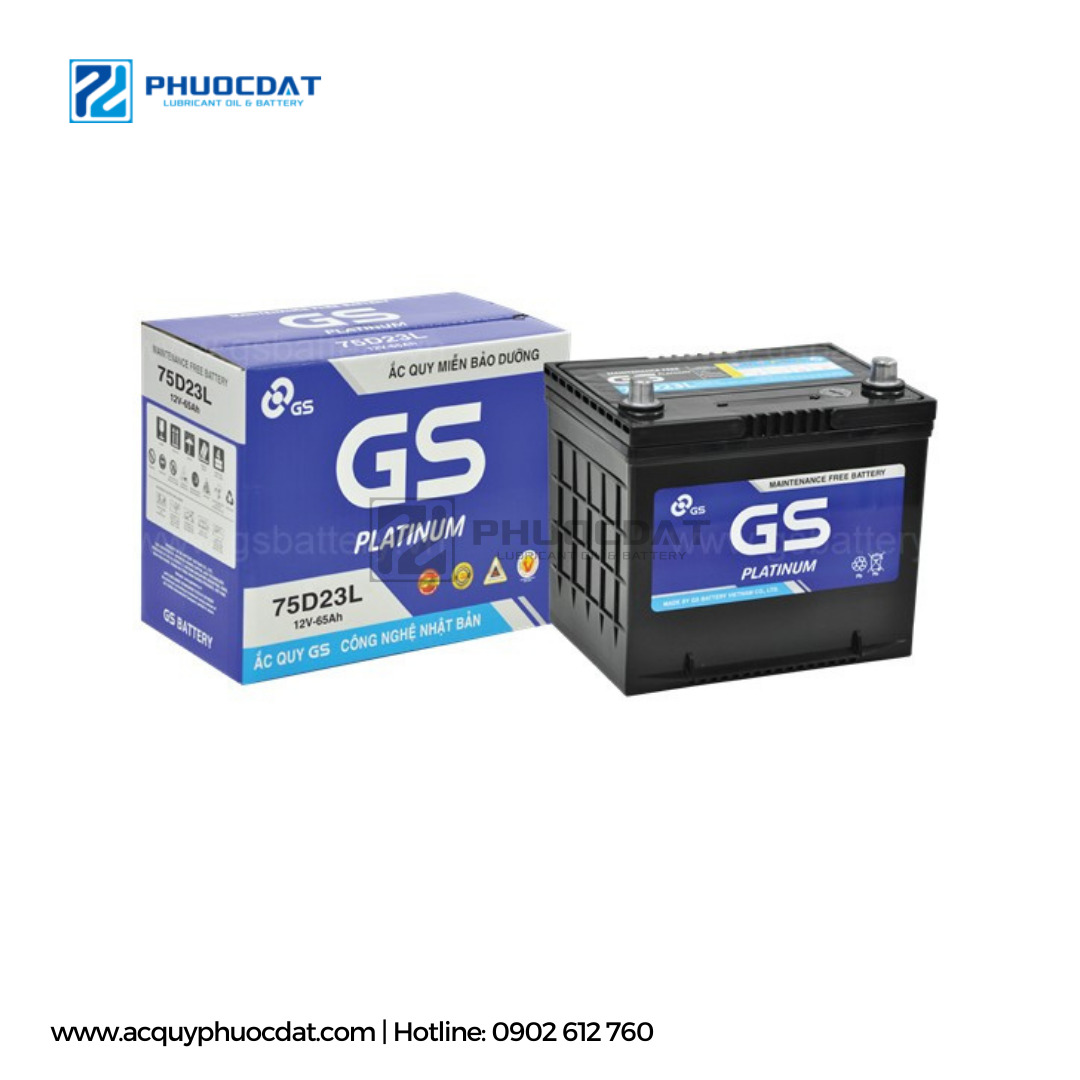 Ắc quy GS MF 75D23L 12V 65AH - ắc Quy Phước Đạt - Công Ty TNHH Dịch Vụ Thương Mại ắc Quy Phước Đạt