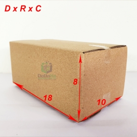 Hộp carton 18x10x8 , giấy nâu - mộc, 3 lớp sóng B - Công Ty TNHH Sản Xuất Và Kinh Doanh Đồ Đóng Hàng Dodoha