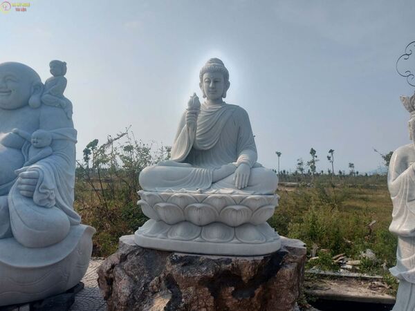 Tượng Phật Bổn Sư Thích Ca đá cẩm thạch trắng